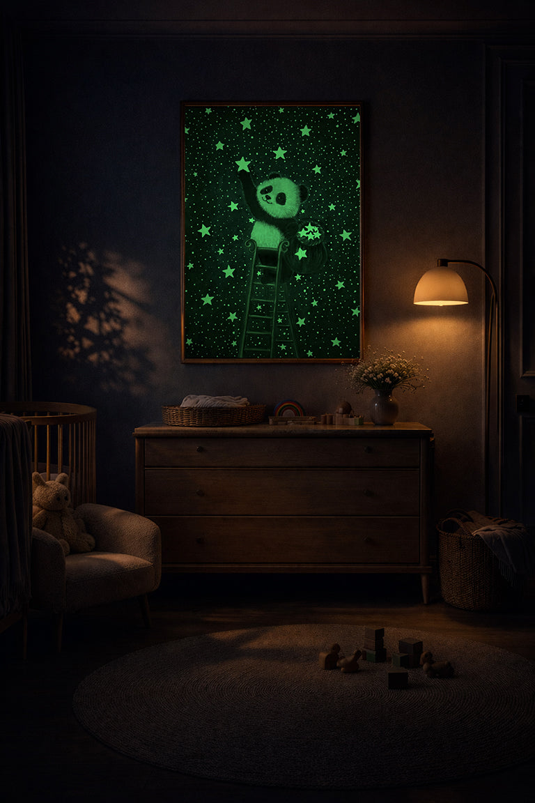 Bao Wow - The Star Catcher • Hand‑Painted Watercolor Glow in the Dark Print