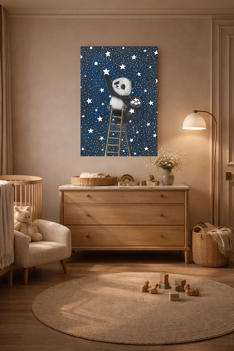 Bao Wow - The Star Catcher • Hand‑Painted Watercolor Glow in the Dark Print