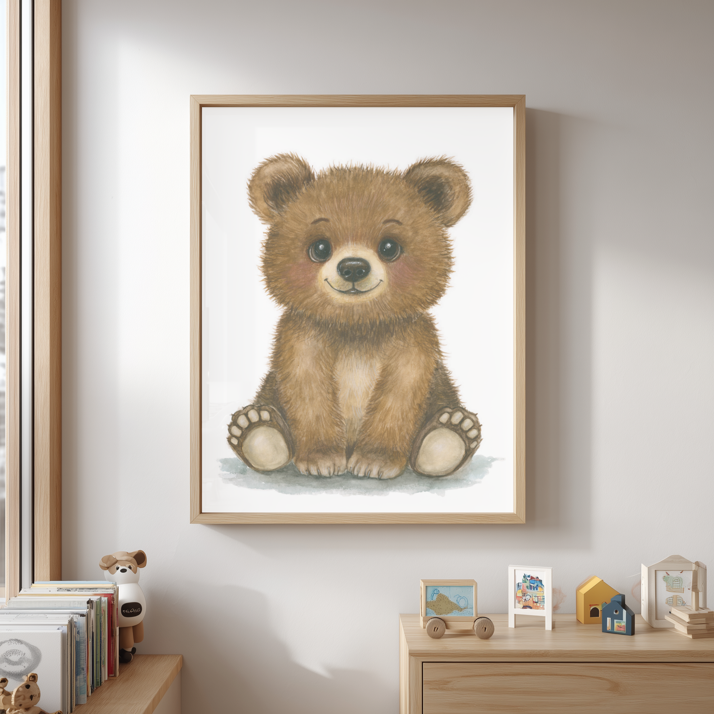 Baby Bear Momo • Hand‑Painted Watercolor Art Print