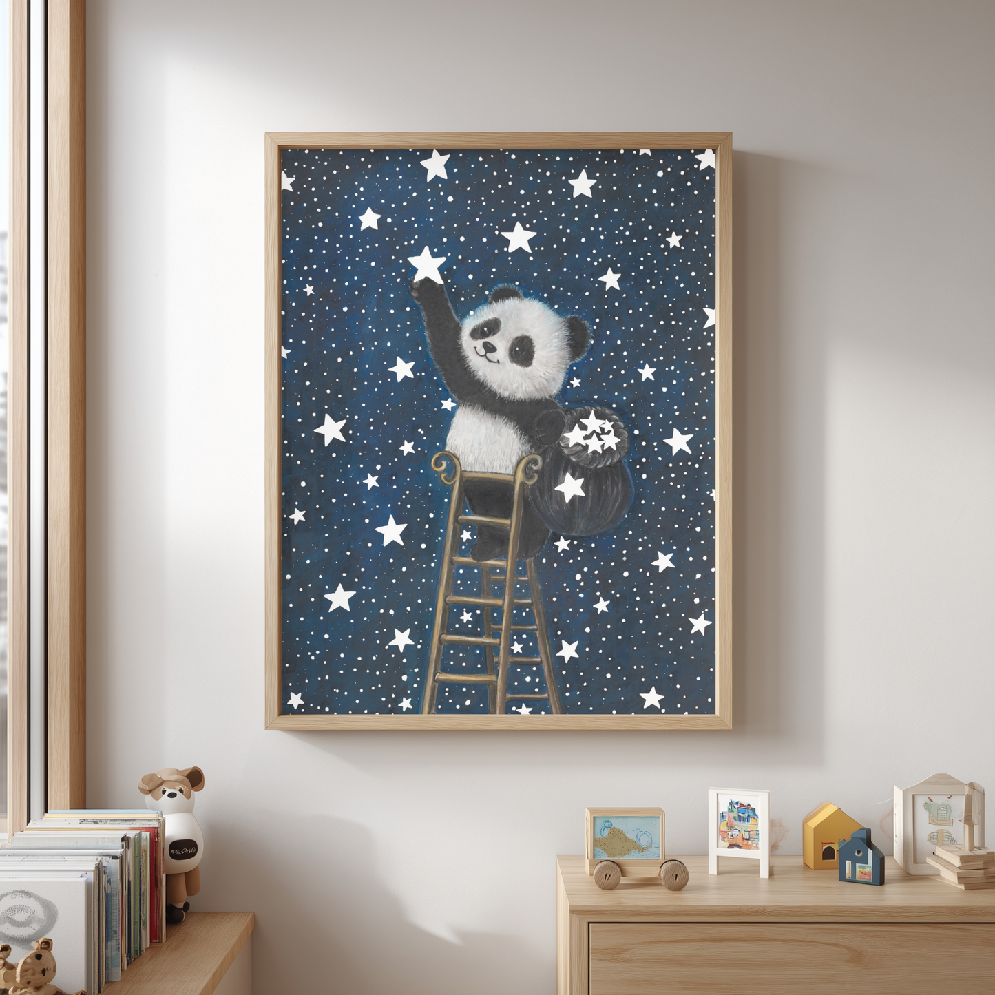 Bao Wow - The Star Catcher • Hand‑Painted Watercolor Glow in the Dark Print
