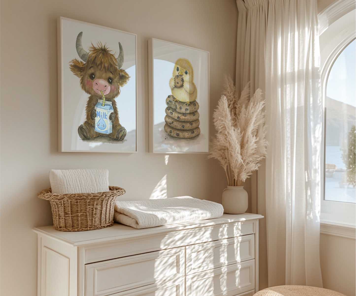 Milk & Cookies Duo • 2 Curated Hand‑Painted Watercolor Art Prints