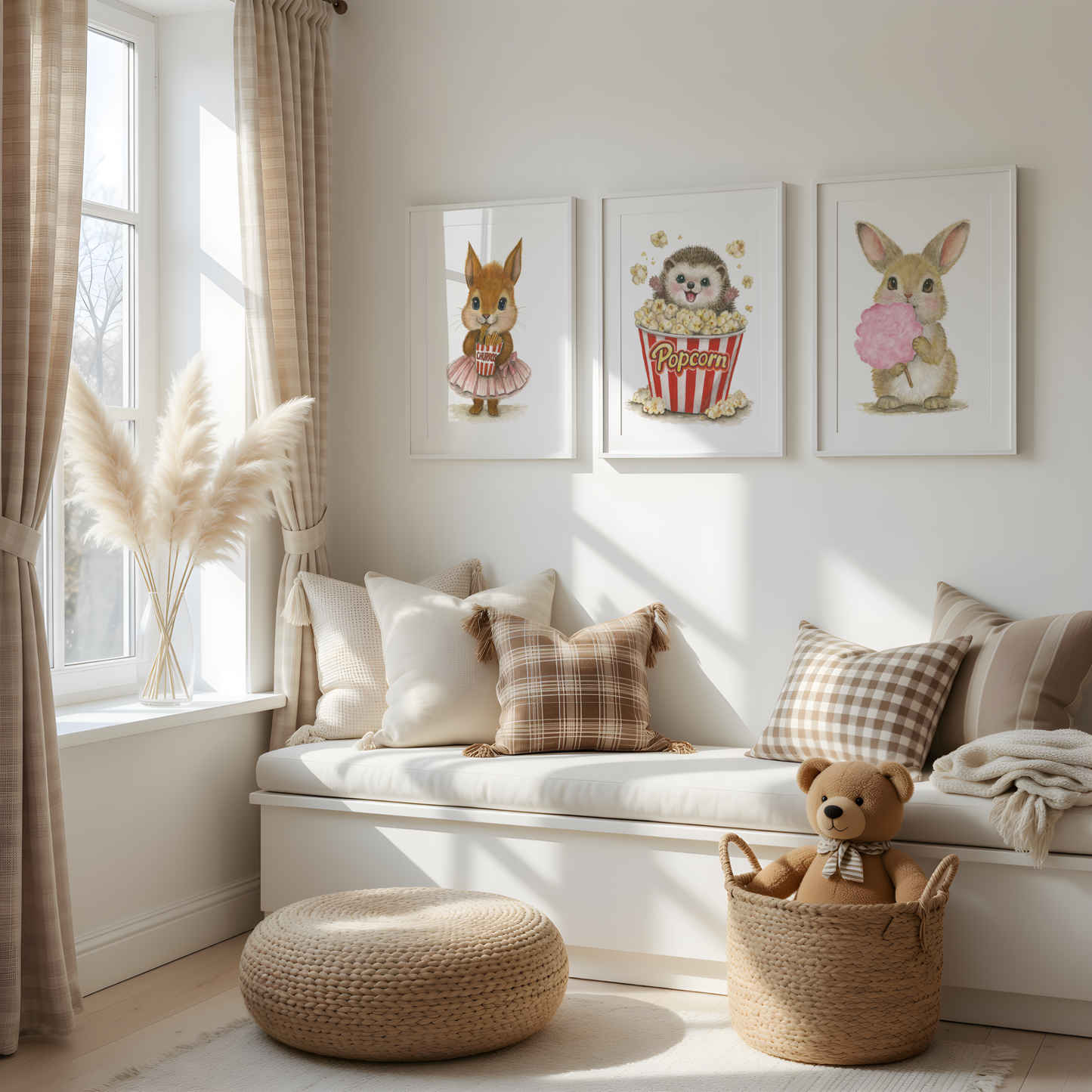 Sweet & Playful Trio • 3 Curated Hand‑Painted Watercolor Art Prints
