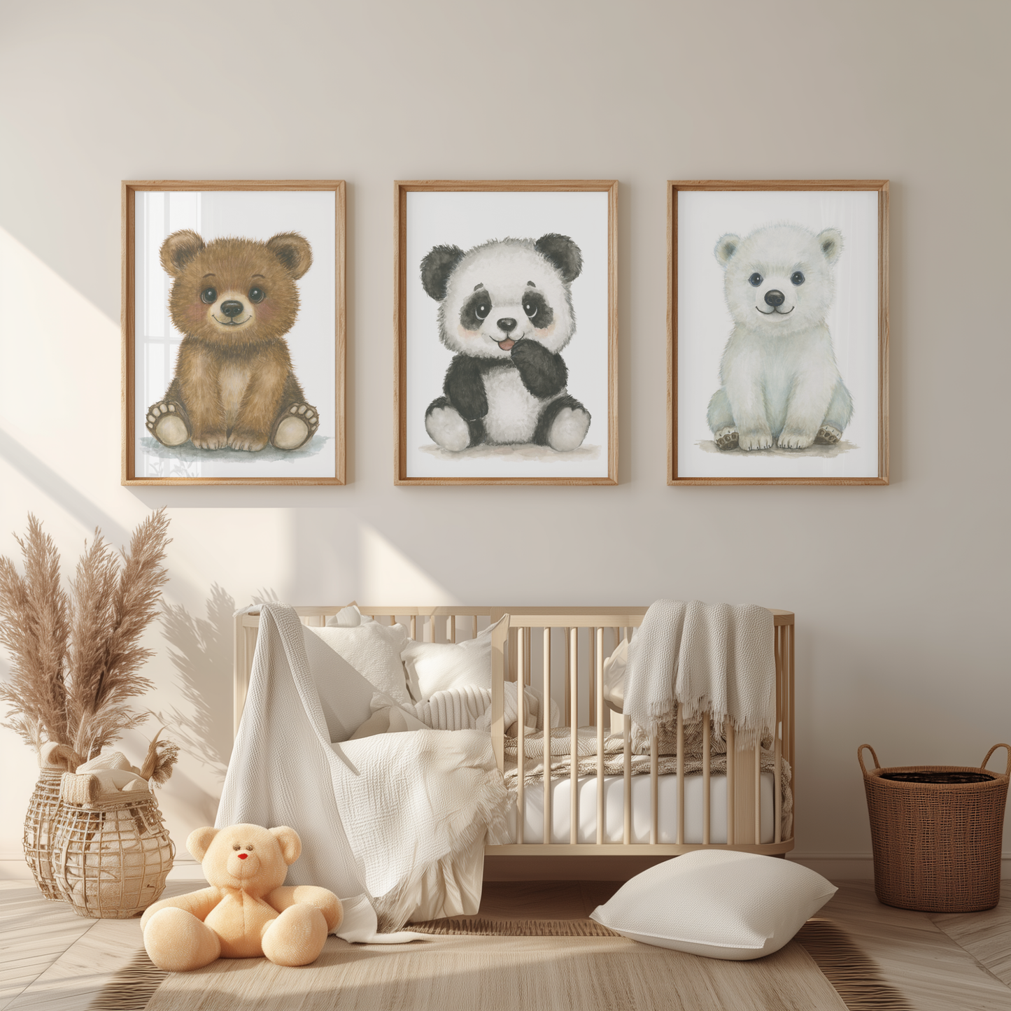 Cozy Bear Collective • 3 Curated Hand‑Painted Watercolor Art Prints