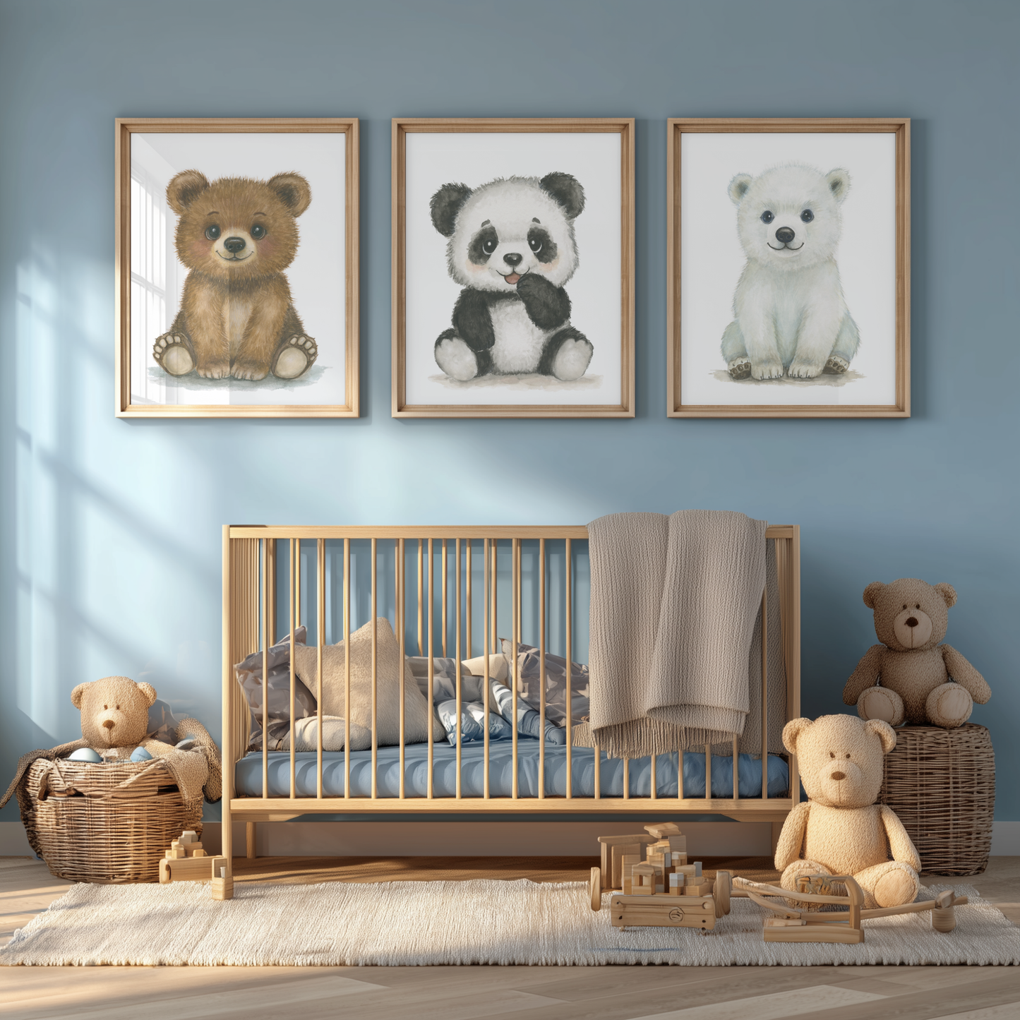 Cozy Bear Collective • 3 Curated Hand‑Painted Watercolor Art Prints