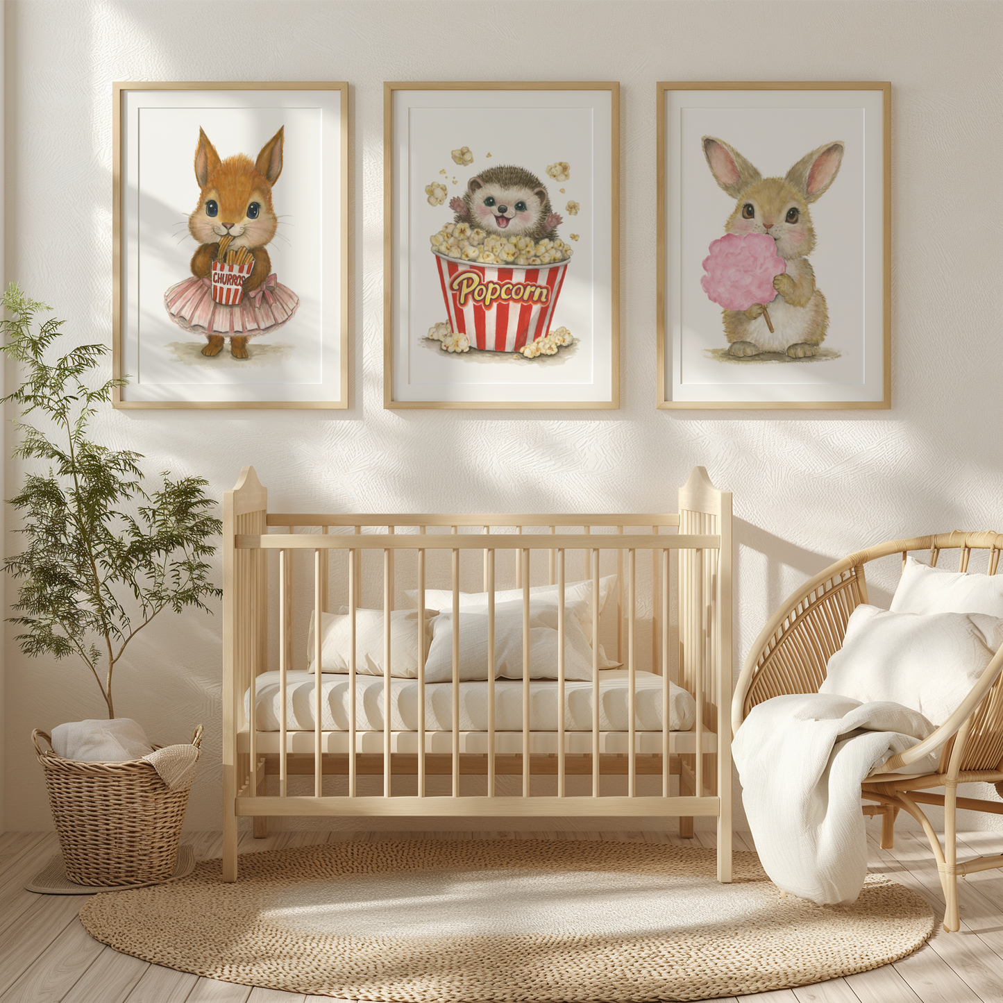 Sweet & Playful Trio • 3 Curated Hand‑Painted Watercolor Art Prints