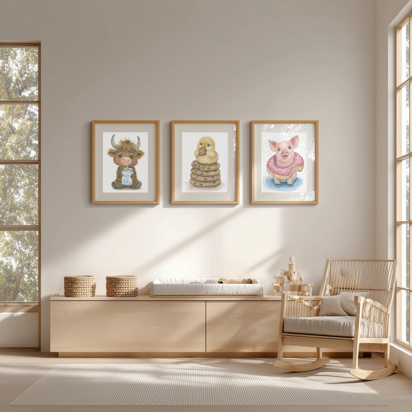 Cheat Day Trio • 3 Curated Hand‑Painted Watercolor Art Prints