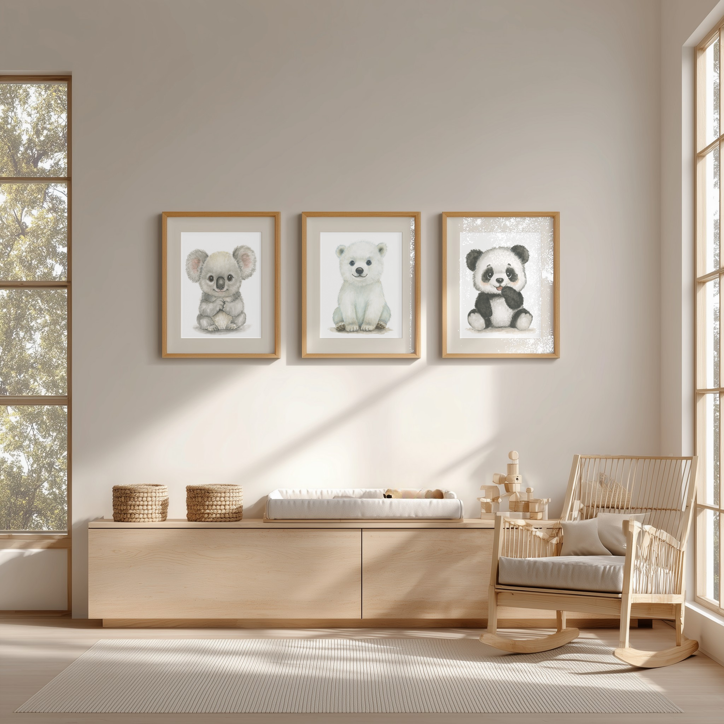 Gentle Cousins • 3 Curated Hand‑Painted Watercolor Art Prints