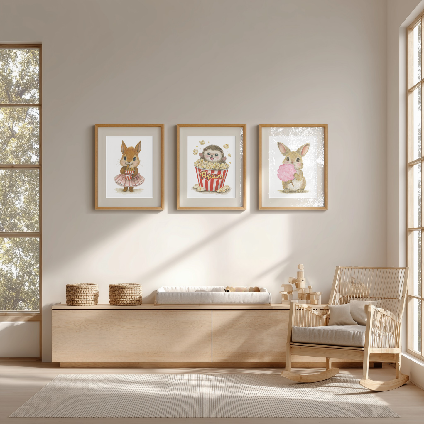 Sweet & Playful Trio • 3 Curated Hand‑Painted Watercolor Art Prints
