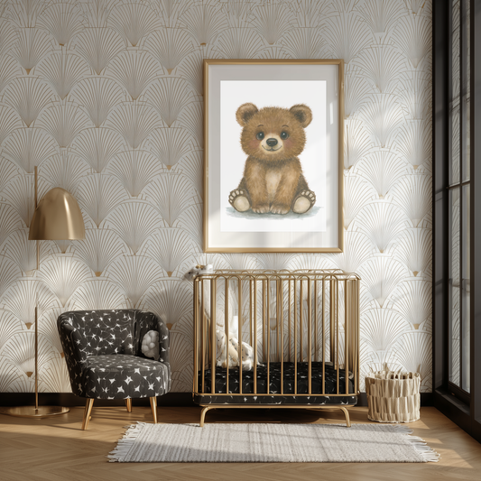 Baby Bear Momo • Hand‑Painted Watercolor Art Print