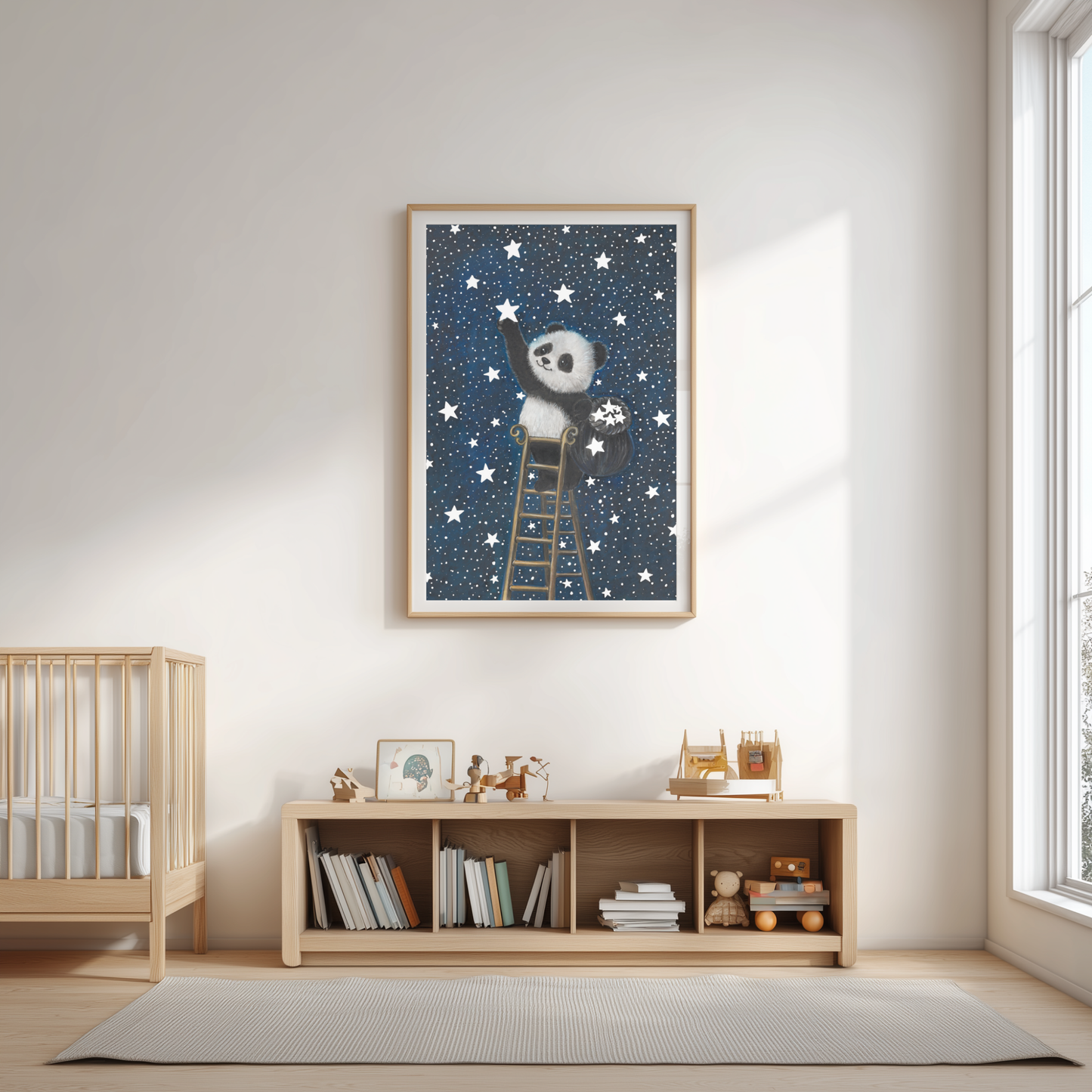 Bao Wow - The Star Catcher • Hand‑Painted Watercolor Glow in the Dark Print