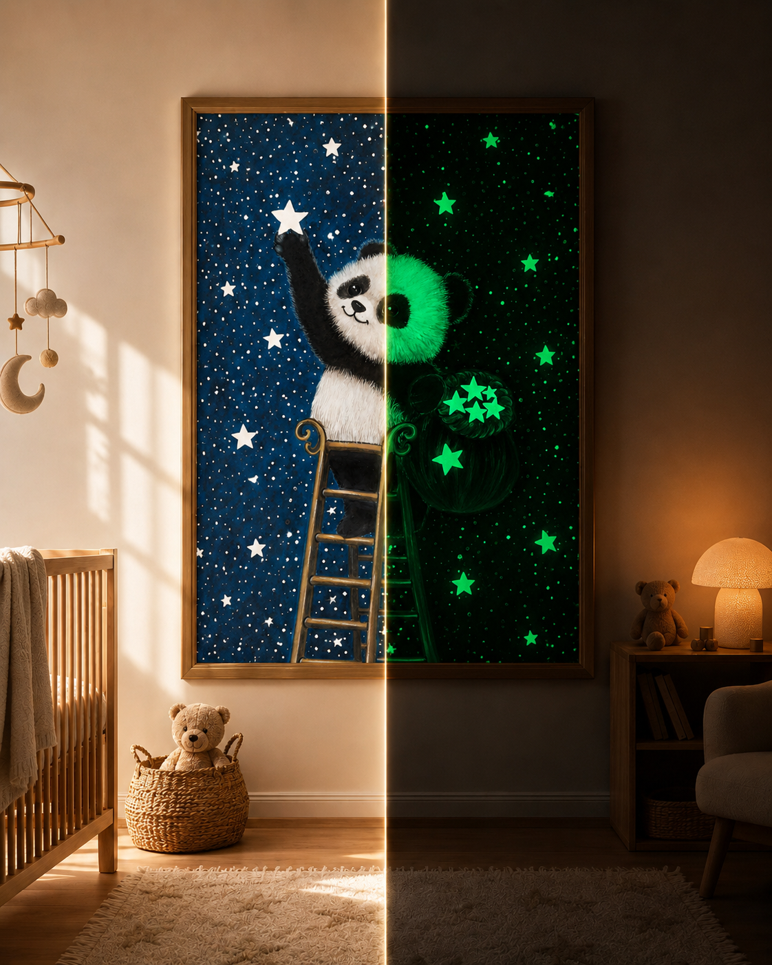 Bao Wow - The Star Catcher • Hand‑Painted Watercolor Glow in the Dark Print