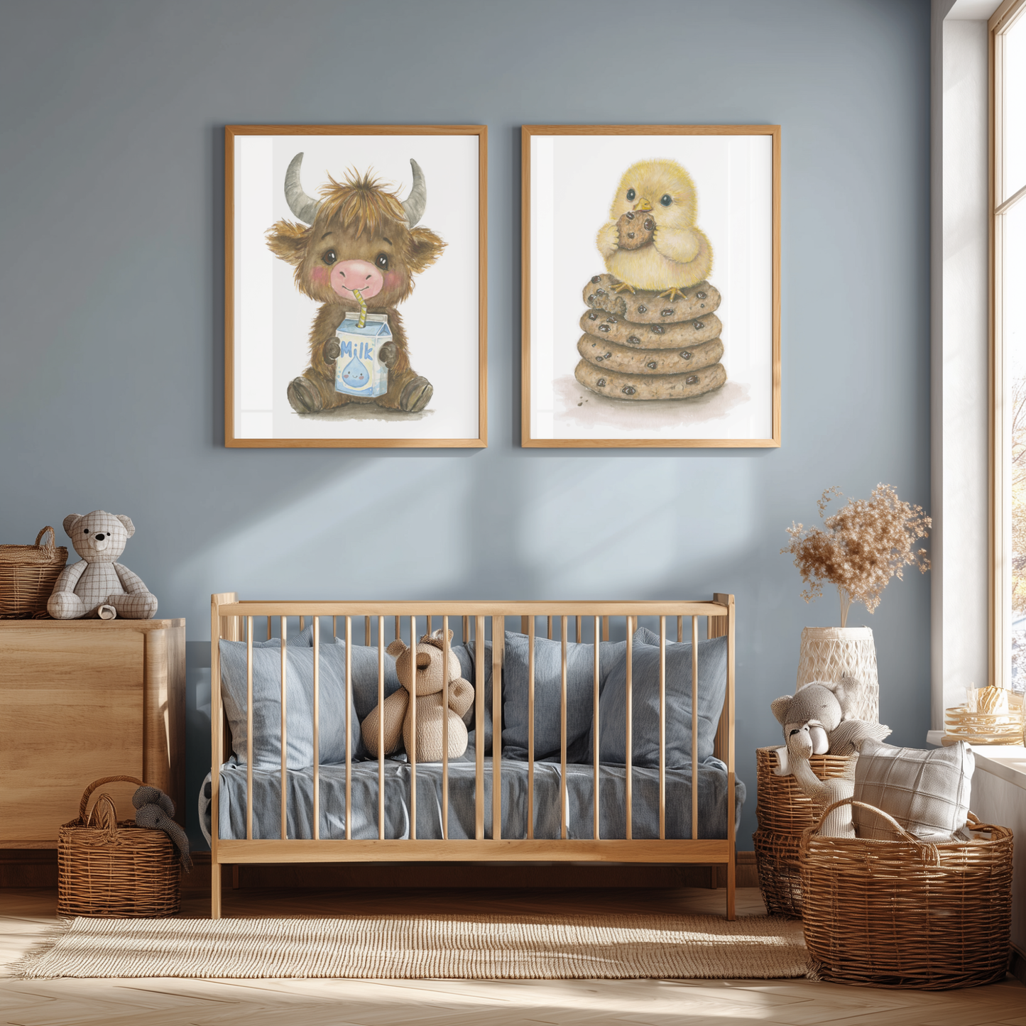 Milk & Cookies Duo • 2 Curated Hand‑Painted Watercolor Art Prints