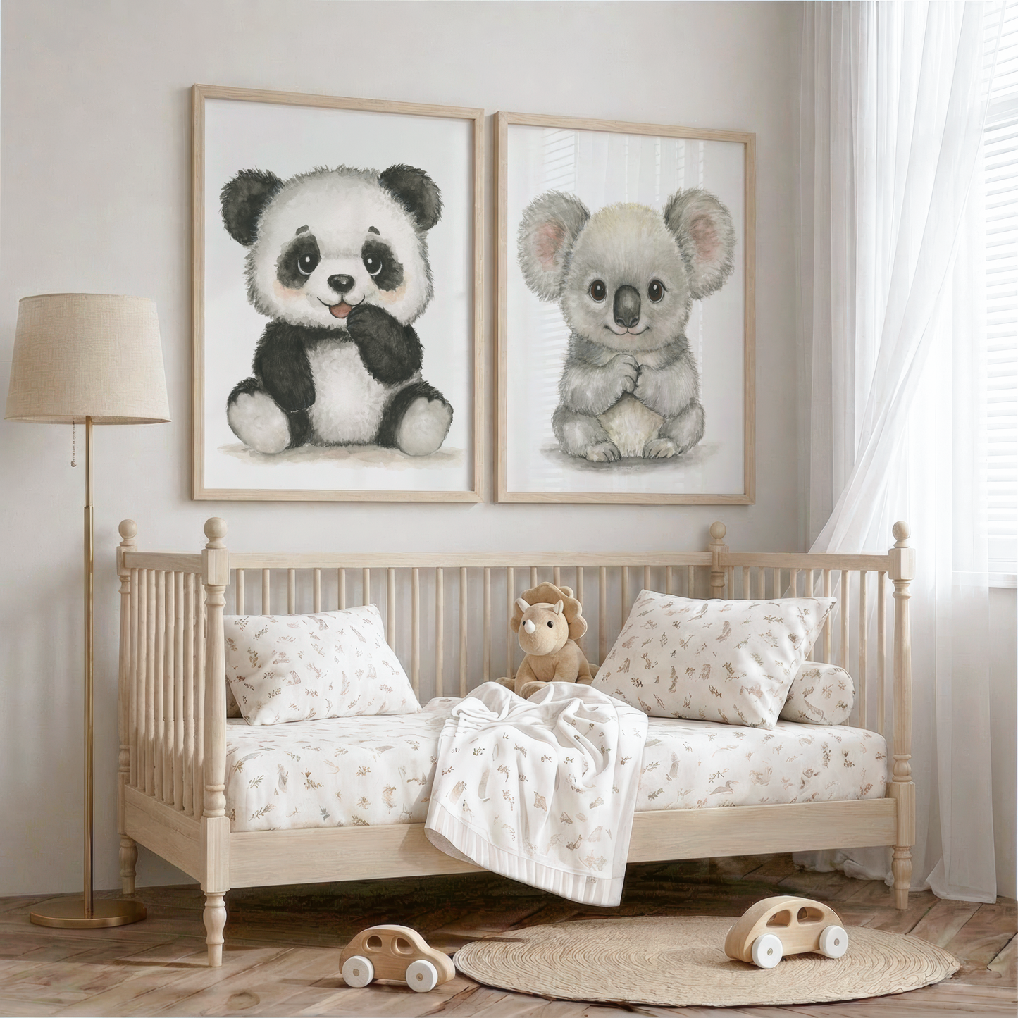 Bamboo & Cuddle Duo • 2 Curated Hand‑Painted Watercolor Art Prints