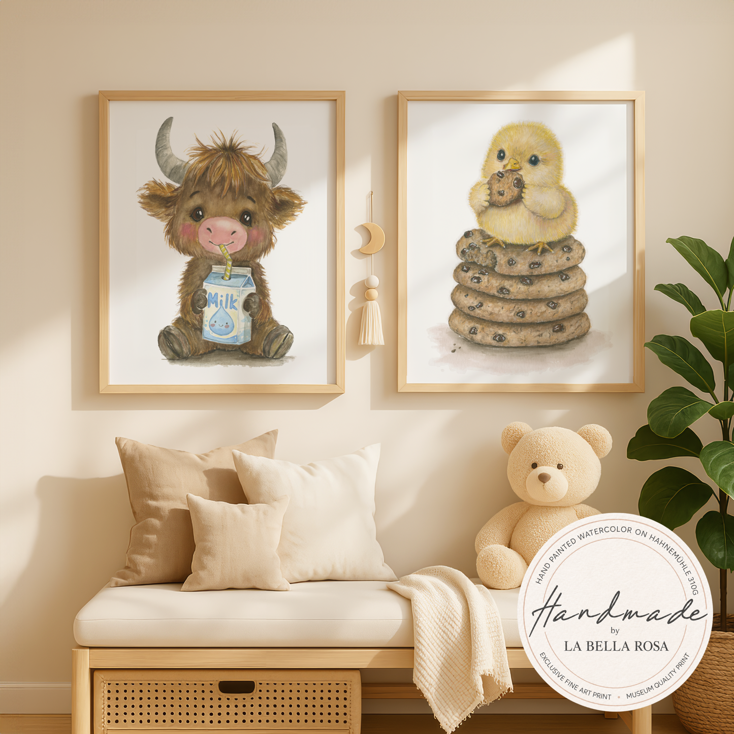 Milk & Cookies Duo • 2 Curated Hand‑Painted Watercolor Art Prints