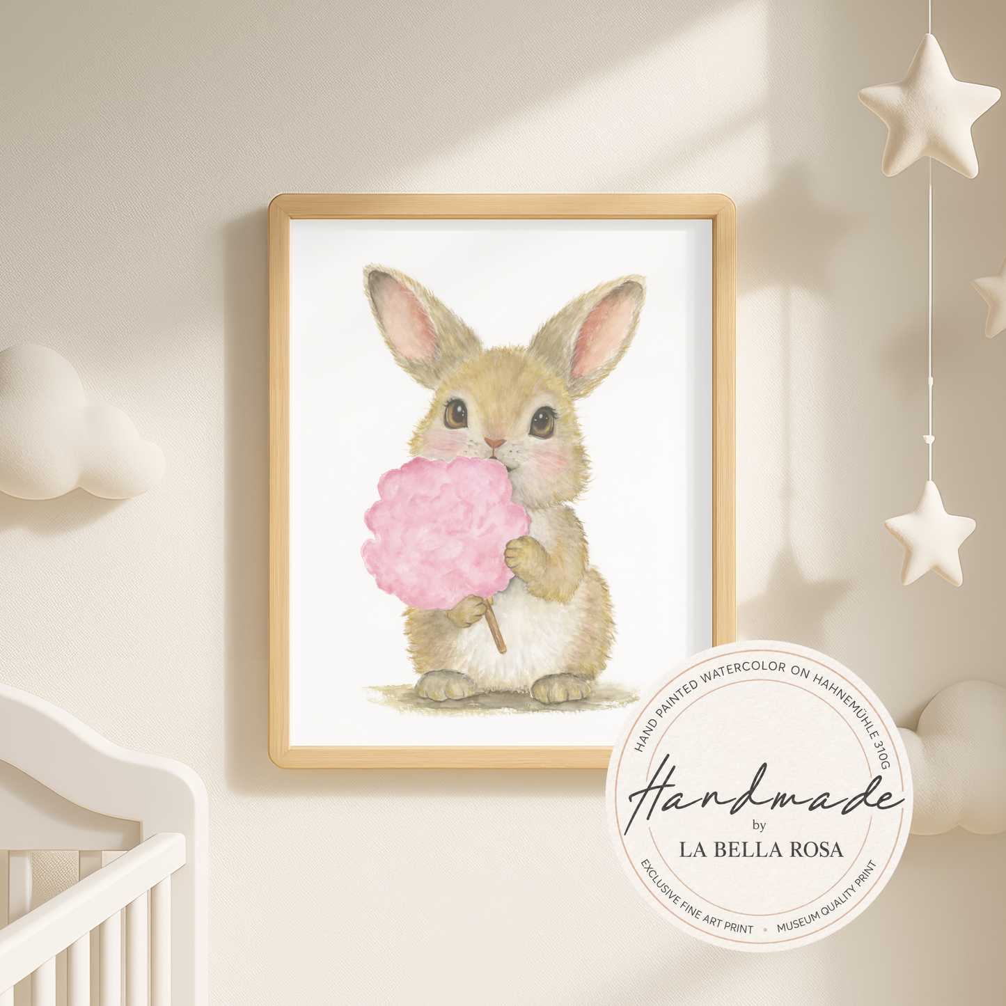 Cotton Candy Sandy • Hand‑Painted Watercolor Art Print
