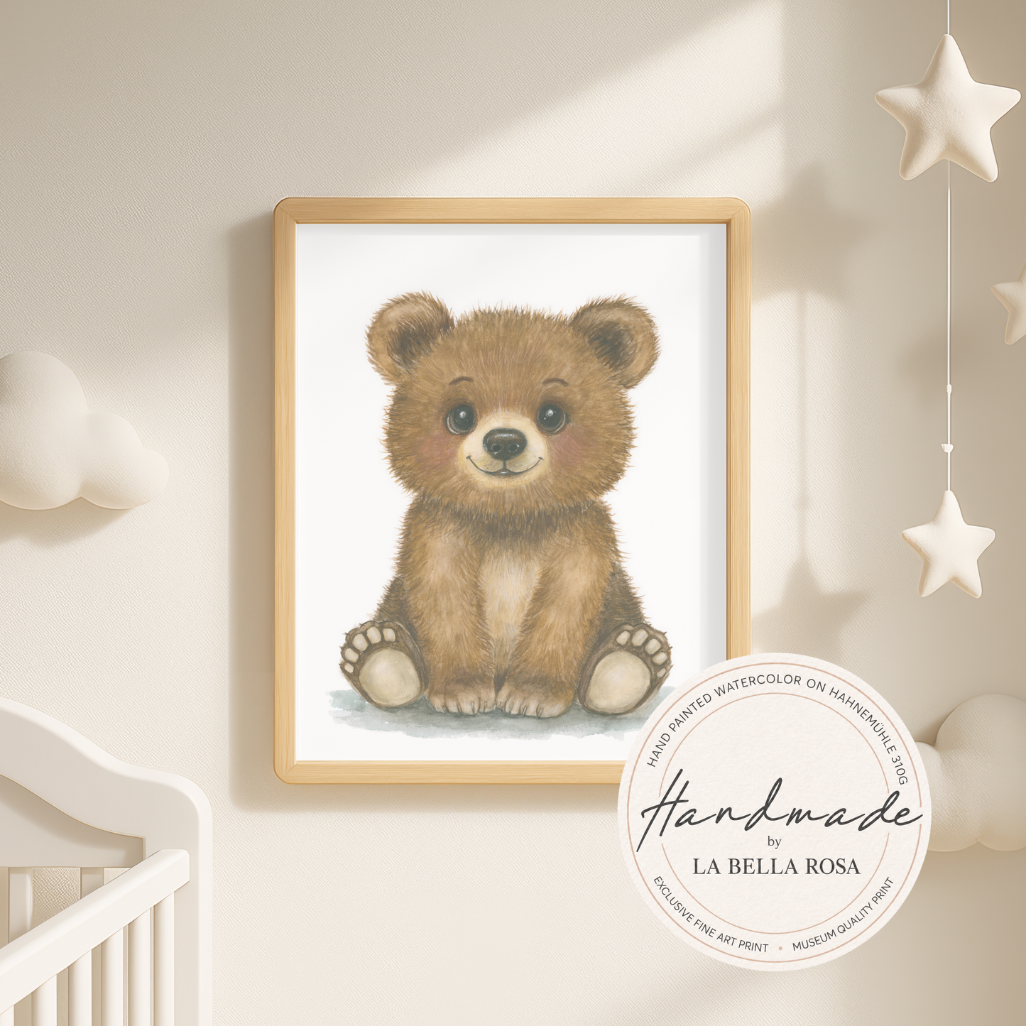 Baby Bear Momo • Hand‑Painted Watercolor Art Print