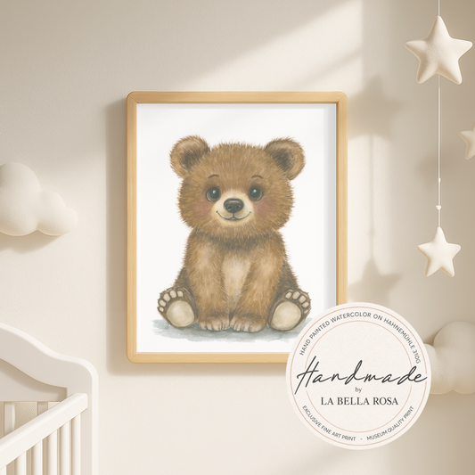 Baby Bear Momo • Hand‑Painted Watercolor Art Print