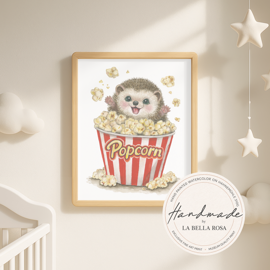 Popcorn Norbert • Hand‑Painted Watercolor Art Print