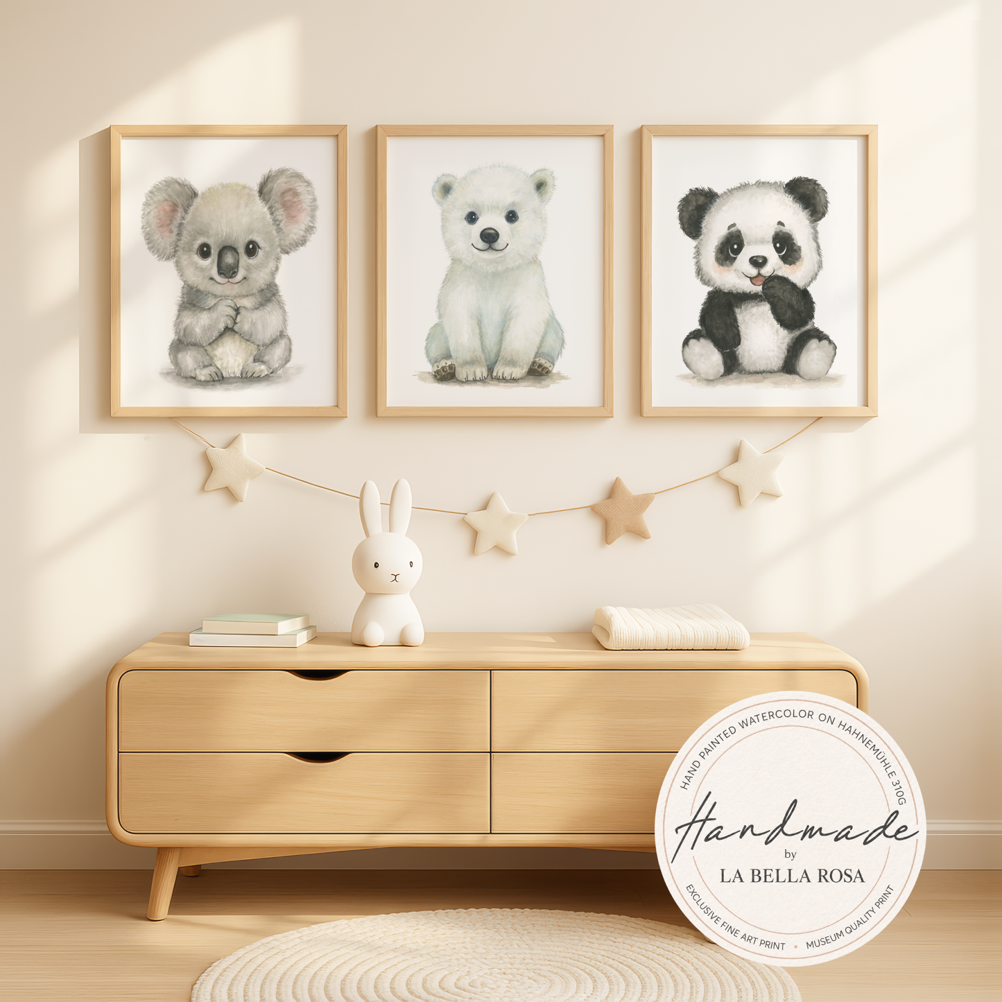 Gentle Cousins • 3 Curated Hand‑Painted Watercolor Art Prints