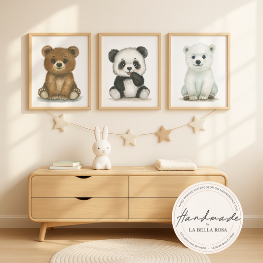 Cozy Bear Collective • 3 Curated Hand‑Painted Watercolor Art Prints