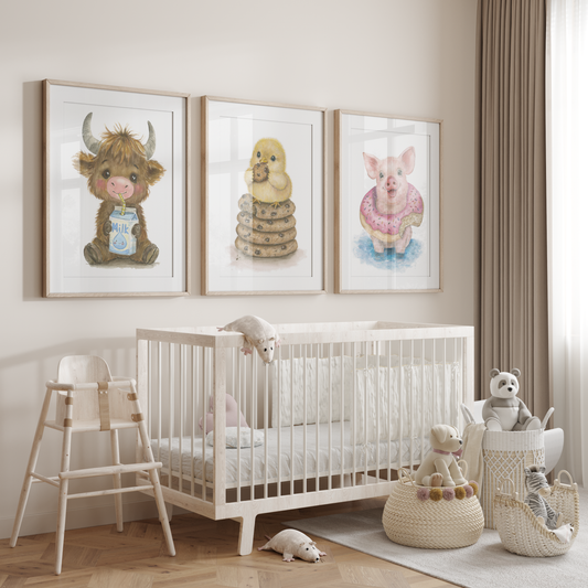 Cheat Day Trio • 3 Curated Hand‑Painted Watercolor Art Prints