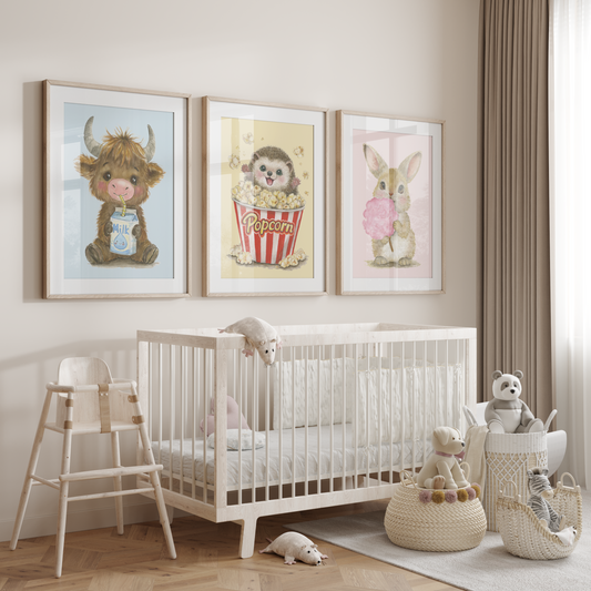 Pastel Picnic Trio • 3 Curated Hand‑Painted Watercolor Art Prints