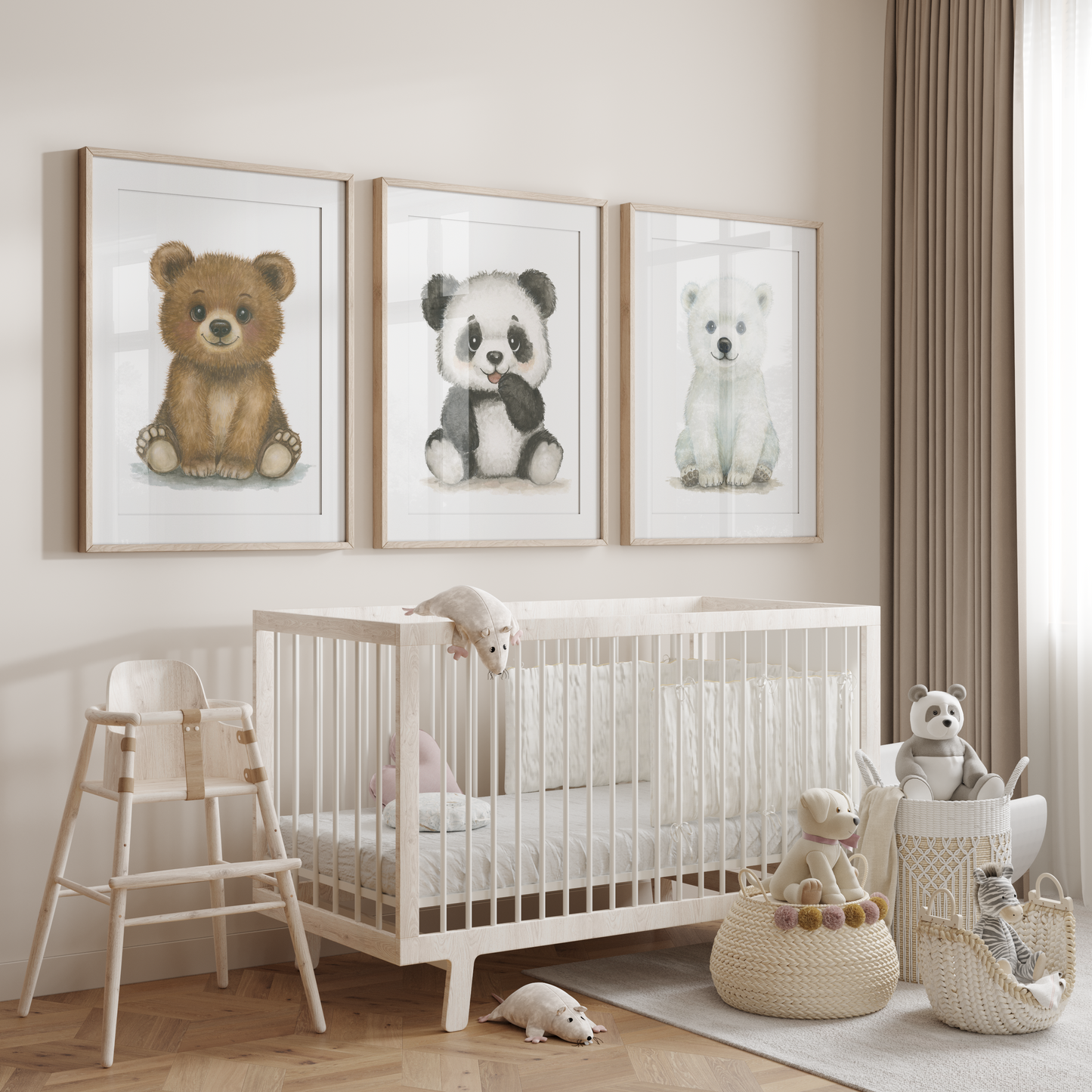 Cozy Bear Collective • 3 Curated Hand‑Painted Watercolor Art Prints