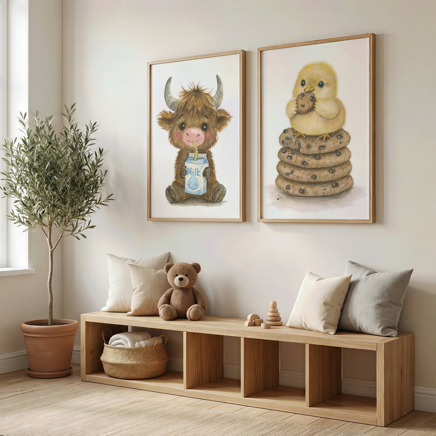 Milk & Cookies Duo • 2 Curated Hand‑Painted Watercolor Art Prints